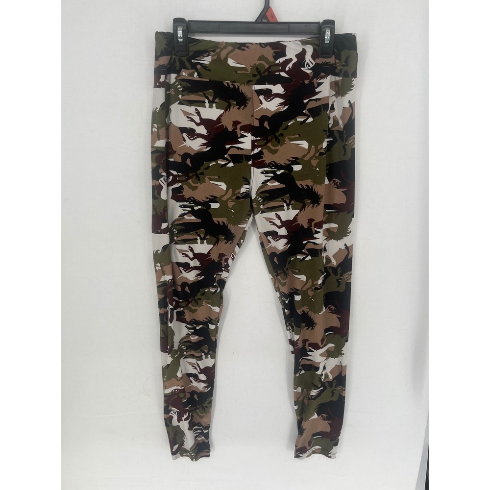 LuLaRoe Leggings Womens Tall & Curvy T/C Horse Camo Animal Print Green Brown Tan